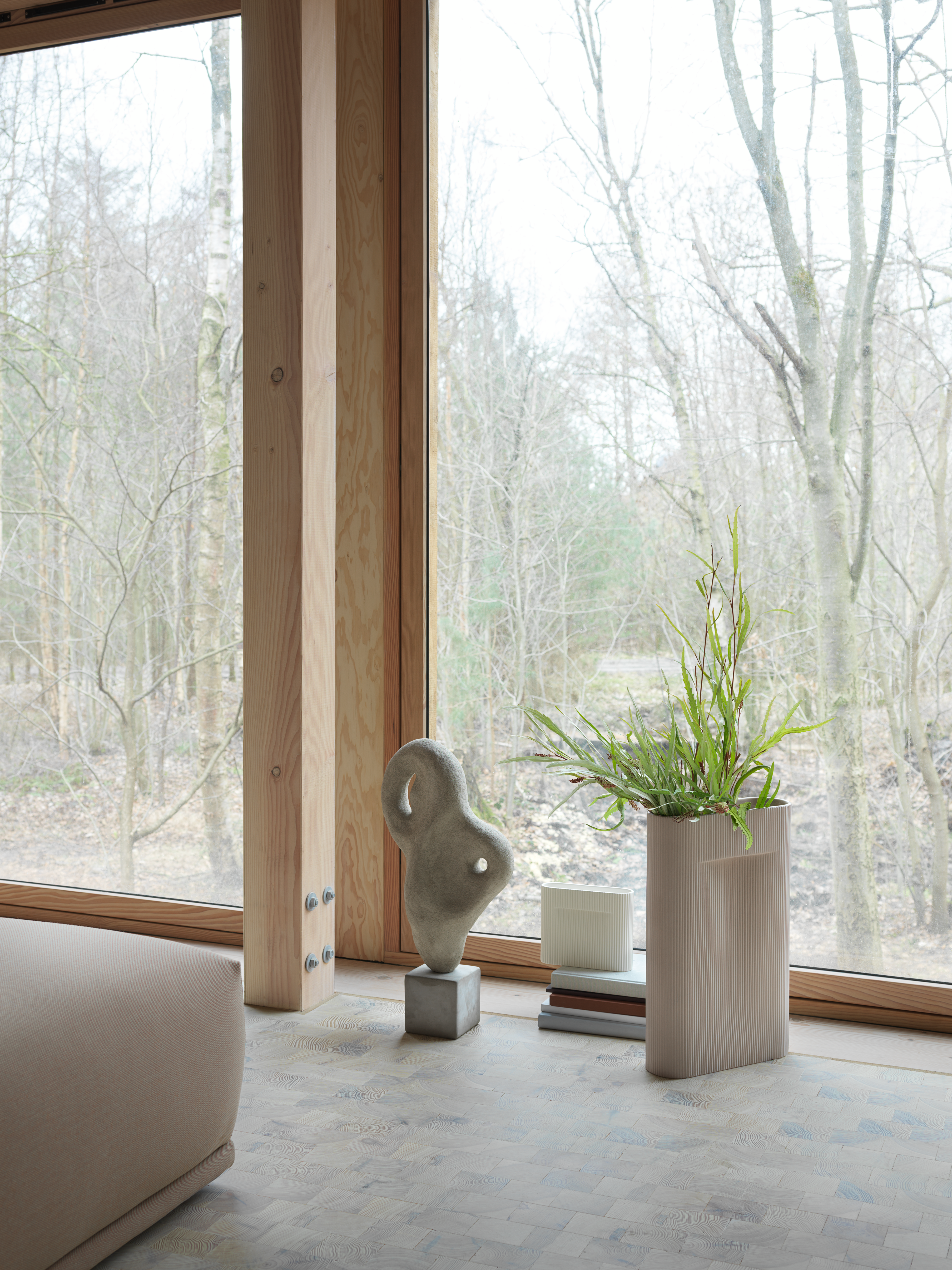 Ridge Vase Off-White 16 cm, Beige 48 cm, Connect Steelcut Trio 426