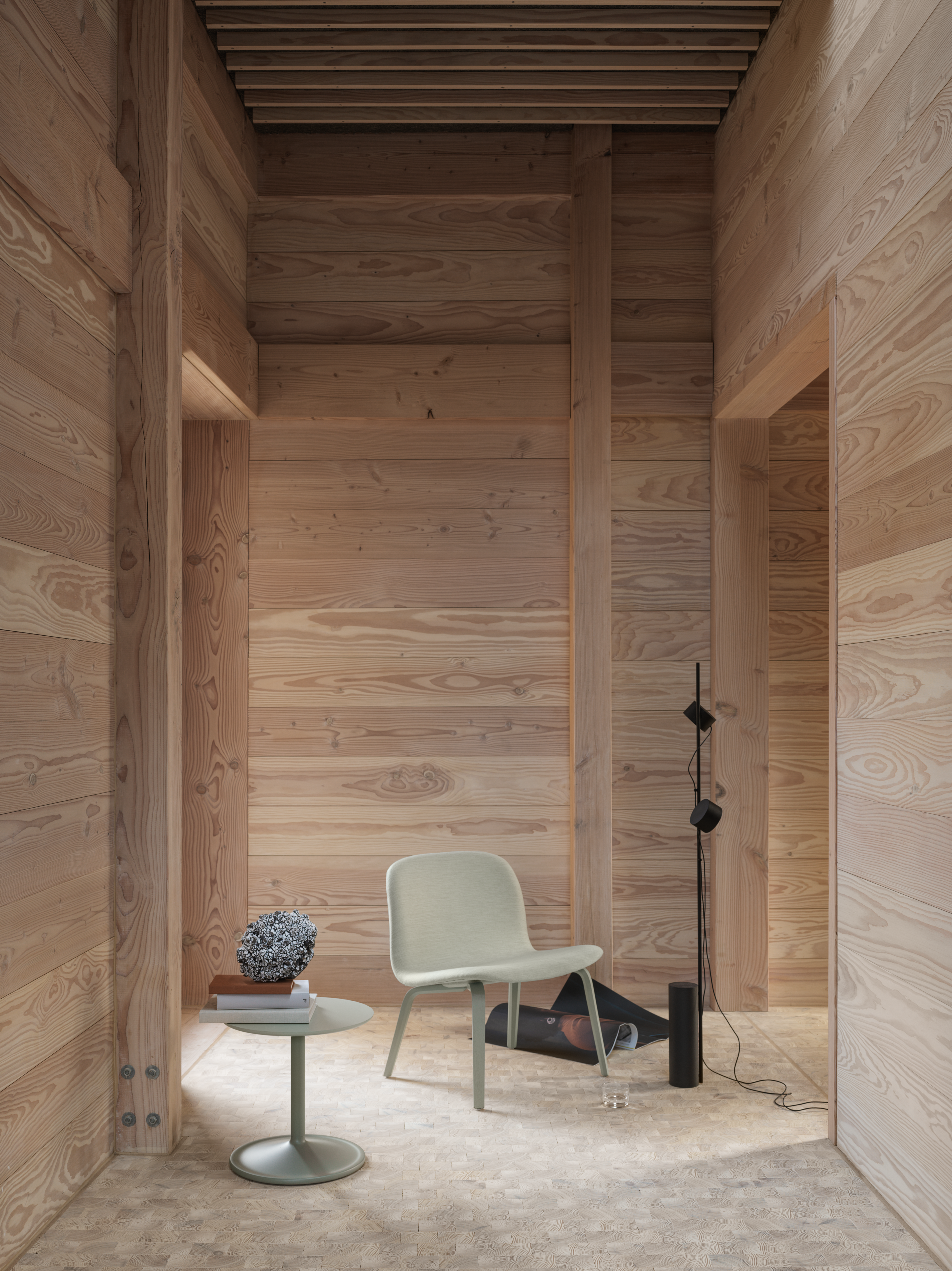 Soft Side Table Ø41 H40, Visu Lounge Balder 912/Dusty Green, Post Floor Lamp