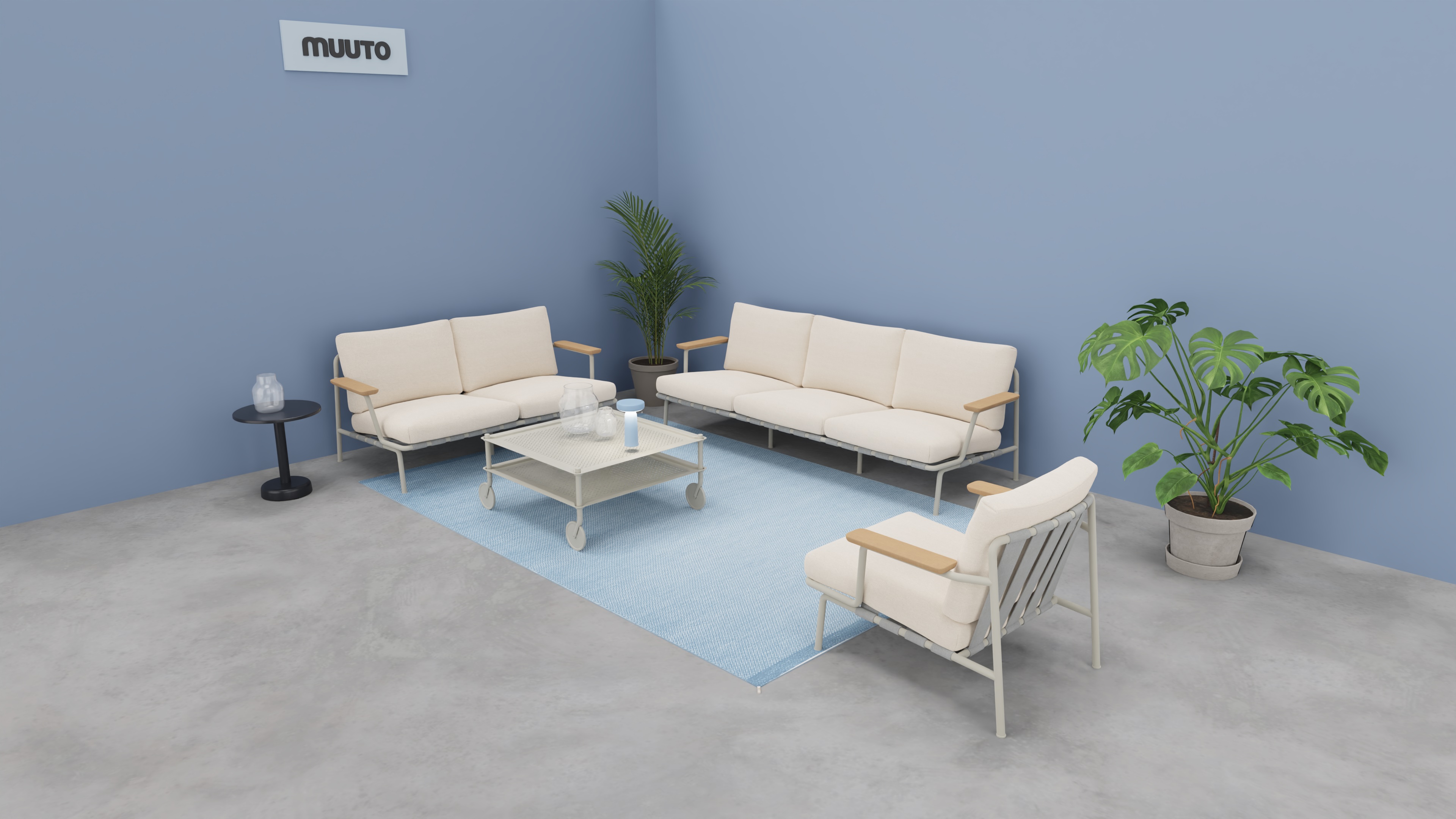 SETTLE 3-SEATER SOFA/ LIGHT GREY
SETTLE 2-SEATER SOFA/ LIGHT GREY
SETTLE LOUNGE CHAIR / LIGHT GREY
FLOW COFFEE TABLE / GREY
EASE PORTABLE LAMP/ LIGHT BLUE
PLY RUG / 200 X 300 CM / LIGHT BLUE RECYCLED
SILENT VASE/ Ø 15 CM/ CLEAR
SILENT VASE/ Ø 11 CM/ CLEAR
